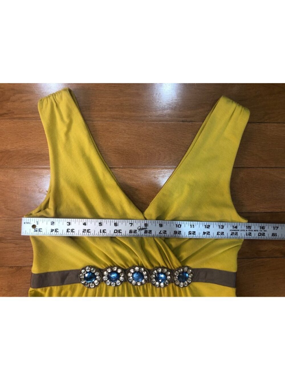 Boden V Neck Yellow Sleeveless Sheath Dress With Rhinestone Detail Size 4R - Picture 8 of 12